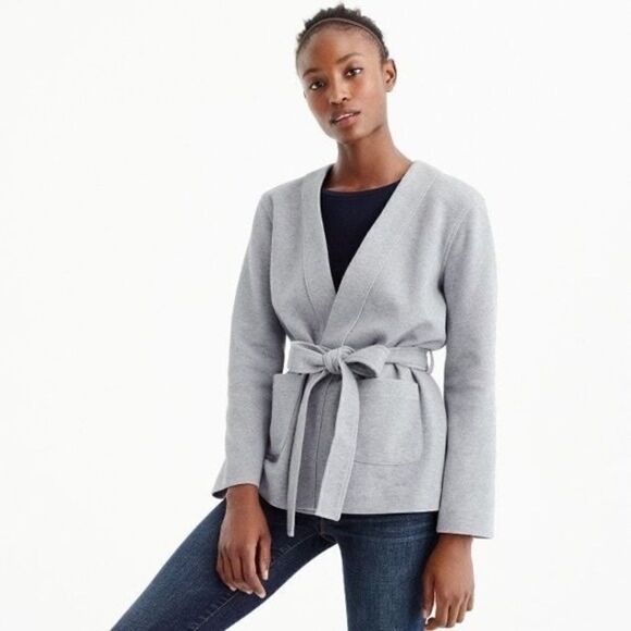 J. Crew Belted Sweatshirt Blazer Cardigan - Picture 2 of 7